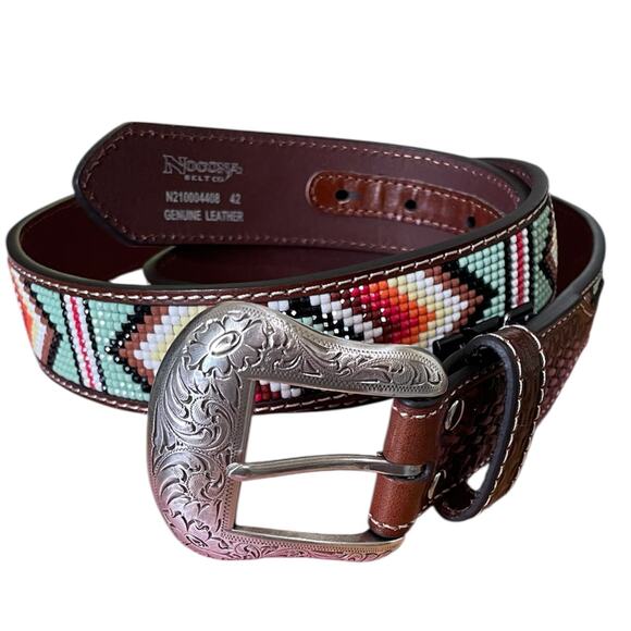 Ariat Genuine Leather & Beaded Western Belt Size 42 (NWT) - Picture 3 of 9